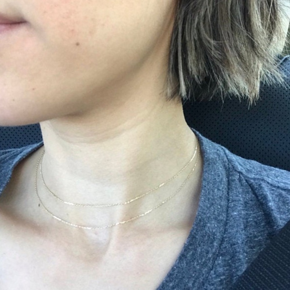 14k Solid Gold Necklace, Thin Chain - image 1